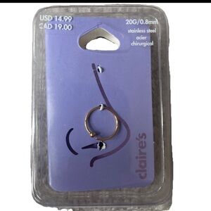 Claire’s 20 G Stainless Steel Gold Nose Ring Hoop Earring Piercing Jewelry New